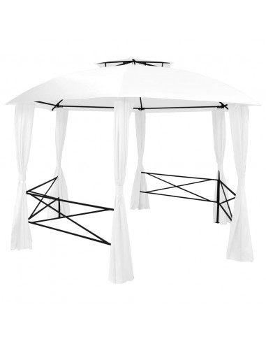 Gazebo da Giardino con Tende 360x312x265 cm Bianco 180 g/m²