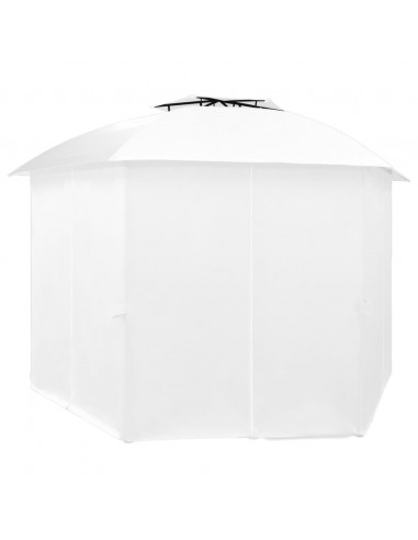 Gazebo da Giardino con Tende 360x312x265 cm Bianco 180 g/m²