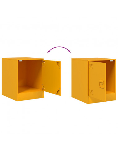 Comodini 2 pz Giallo Senape 34,5x39x44 cm in Acciaio