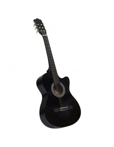 Chitarra Classica Cutaway Western con 6 Corde Nera 38"