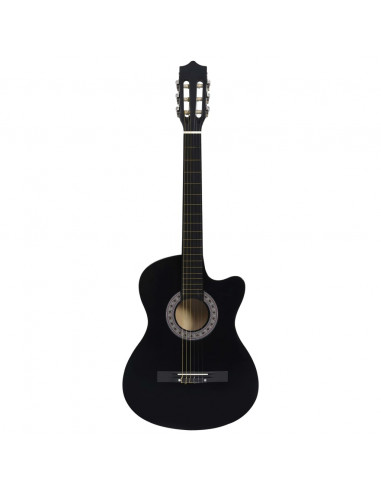 Chitarra Classica Cutaway Western con 6 Corde Nera 38"