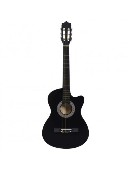 Chitarra Classica Cutaway Western con 6 Corde Nera 38"