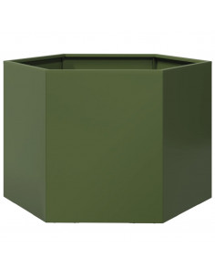Fioriera da Giardino Verde Oliva Esagono 69x60x45 cm in Acciaio
