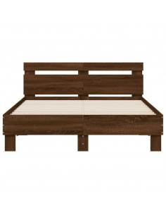 Giroletto con Testiera e LED Rovere Marrone 120x200 cm 2