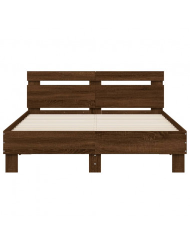 Giroletto con Testiera e LED Rovere Marrone 120x200 cm