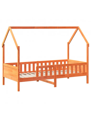 Giroletto Casetta Bambini Marrone Cera 80x200 cm Massello Pino
