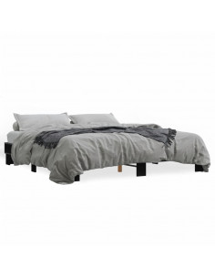 Giroletto Nero 160x200 cm in Legno Multistrato e Metallo 2