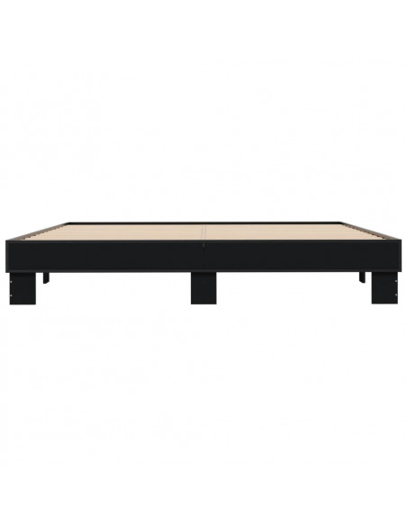 Giroletto Nero 160x200 cm in Legno Multistrato e Metallo