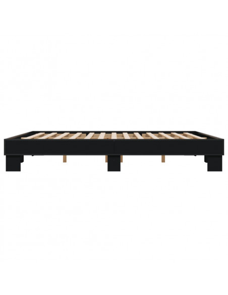 Giroletto Nero 160x200 cm in Legno Multistrato e Metallo