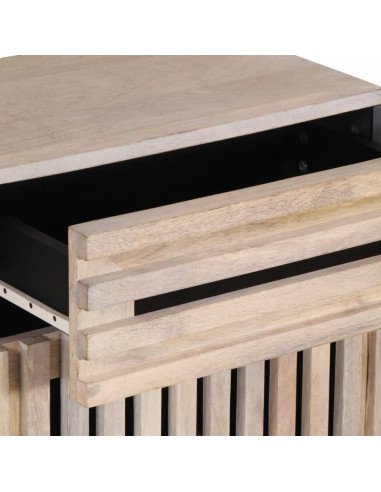 Comodino Bianco 50x34x60 cm in Legno Massello di Mango