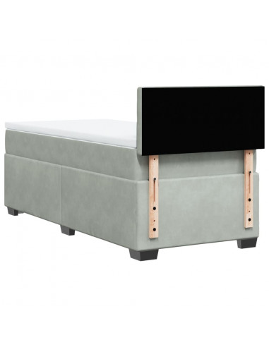 Giroletto a Molle con Materasso Grigio Chiaro 80x200 cm Velluto