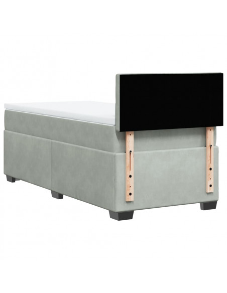Giroletto a Molle con Materasso Grigio Chiaro 80x200 cm Velluto