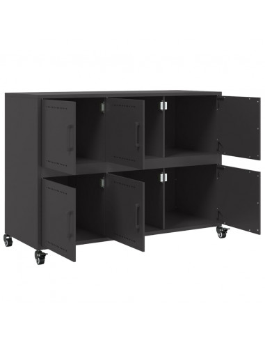 Credenza Nera 100,5x39x72 cm in Acciaio Laminato a Freddo