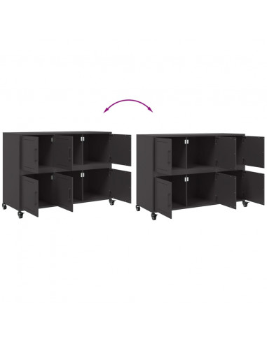 Credenza Nera 100,5x39x72 cm in Acciaio Laminato a Freddo