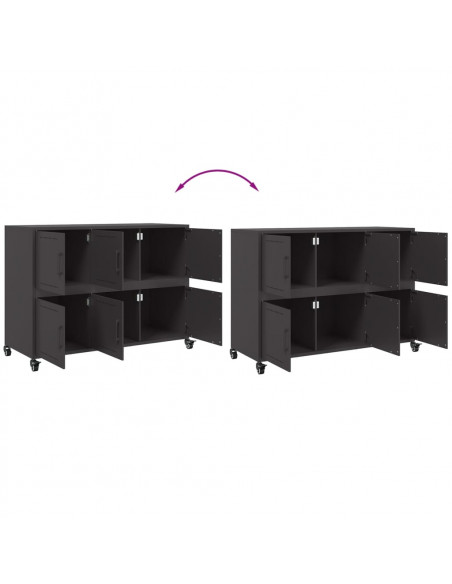 Credenza Nera 100,5x39x72 cm in Acciaio Laminato a Freddo