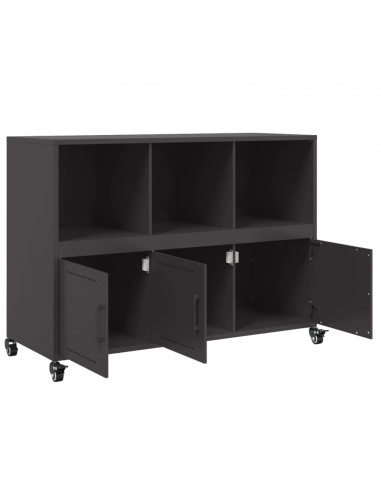 Credenza Nera 100,5x39x72 cm in Acciaio Laminato a Freddo