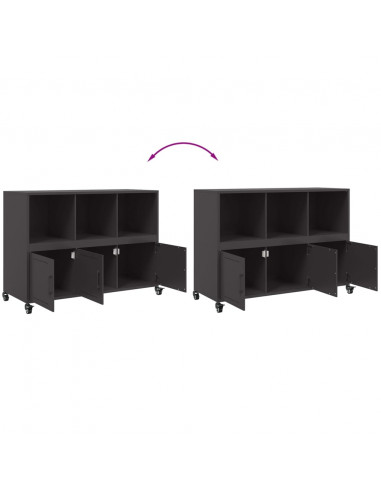 Credenza Nera 100,5x39x72 cm in Acciaio Laminato a Freddo