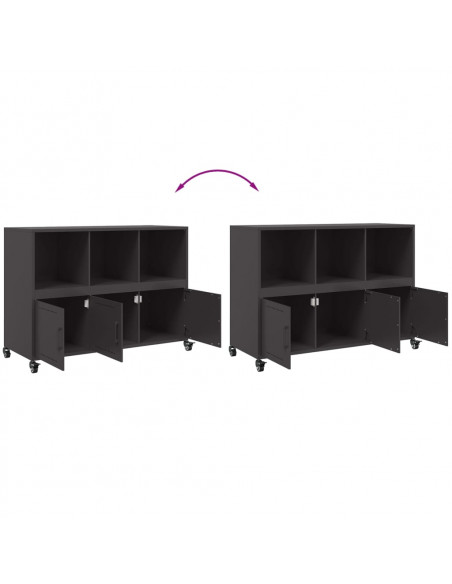 Credenza Nera 100,5x39x72 cm in Acciaio Laminato a Freddo