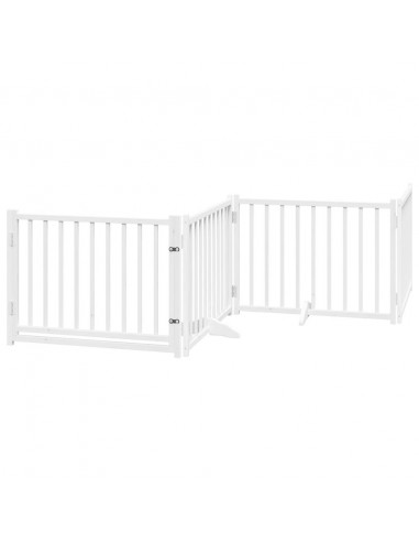 Cancello Cani Porta Pieghevole Bianco 12 Pannelli 640 cm Pioppo