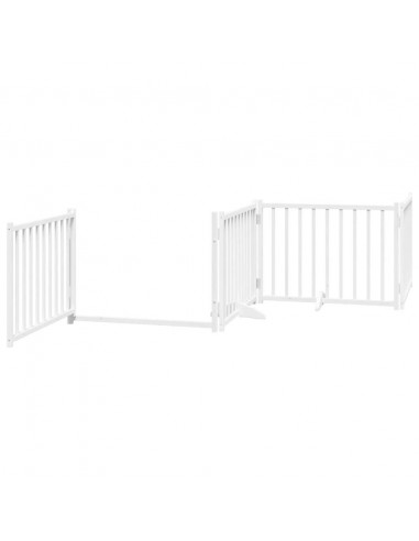 Cancello Cani Porta Pieghevole Bianco 12 Pannelli 640 cm Pioppo