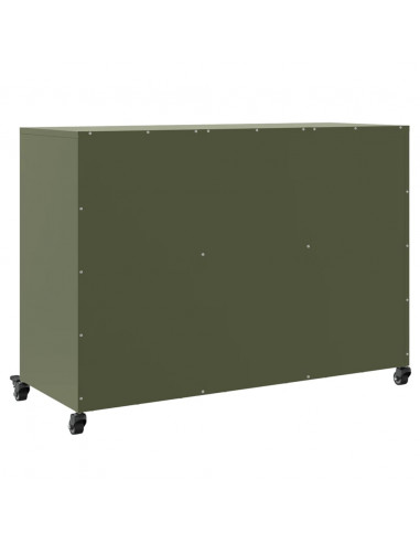 Credenza Verde Oliva 100,5x39x72 cm Acciaio Laminato a Freddo