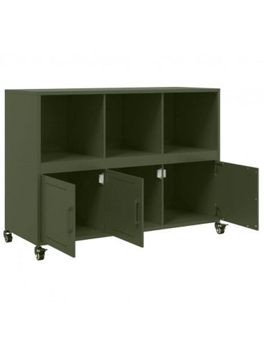 Credenza Verde Oliva 100,5x39x72 cm Acciaio Laminato a Freddo