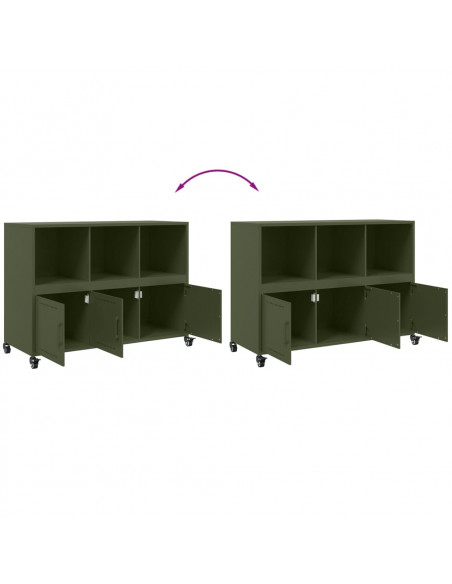Credenza Verde Oliva 100,5x39x72 cm Acciaio Laminato a Freddo