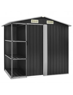Capanno da Giardino con Scaffali Antracite 205x130x183 cm Ferro 2