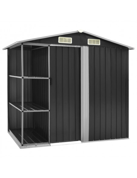 Capanno da Giardino con Scaffali Antracite 205x130x183 cm Ferro