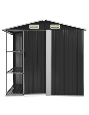 Capanno da Giardino con Scaffali Antracite 205x130x183 cm Ferro