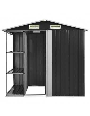 Capanno da Giardino con Scaffali Antracite 205x130x183 cm Ferro