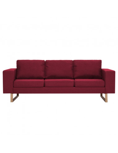Divano a 3 Posti in Tessuto Rosso Vino