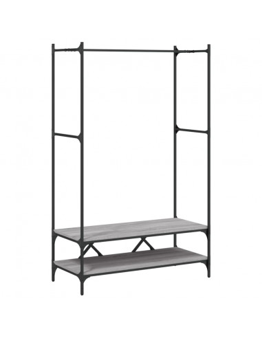 Appendiabiti con Scaffali Grigio Sonoma in Legno Multistrato