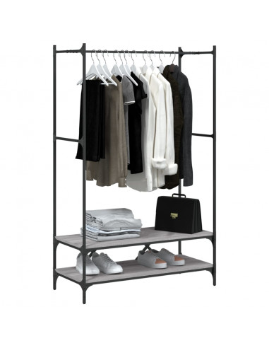 Appendiabiti con Scaffali Grigio Sonoma in Legno Multistrato