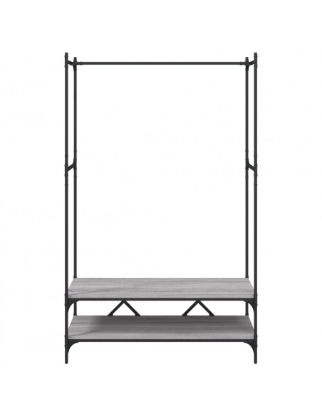 Appendiabiti con Scaffali Grigio Sonoma in Legno Multistrato