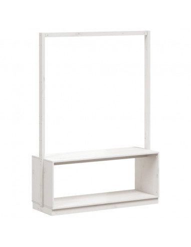 Appendiabiti Porta Scarpe Bianco 113x40x157,5 cm Massello Pino