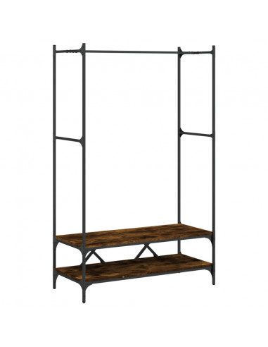 Appendiabiti con Scaffali Rovere Fumo in Legno Multistrato