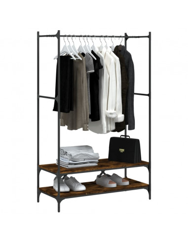 Appendiabiti con Scaffali Rovere Fumo in Legno Multistrato