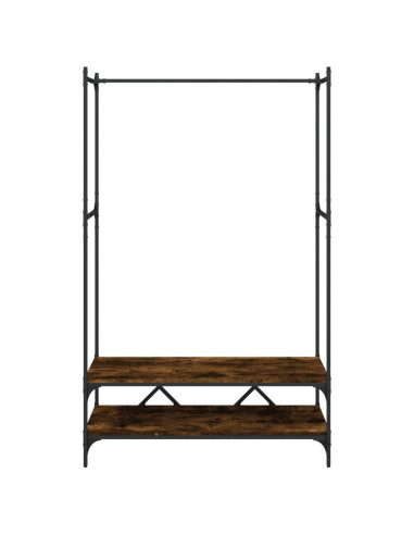 Appendiabiti con Scaffali Rovere Fumo in Legno Multistrato