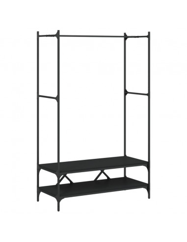 Appendiabiti con Scaffali Nero in Legno Multistrato