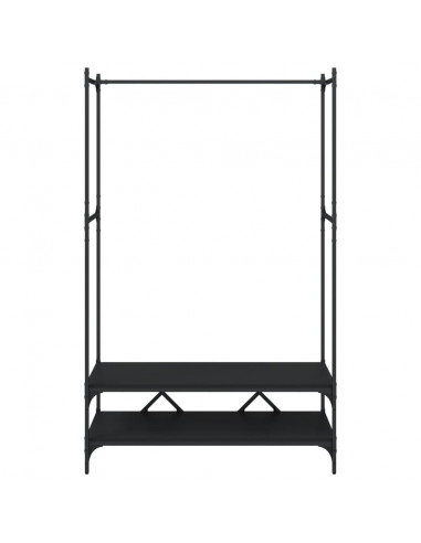Appendiabiti con Scaffali Nero in Legno Multistrato