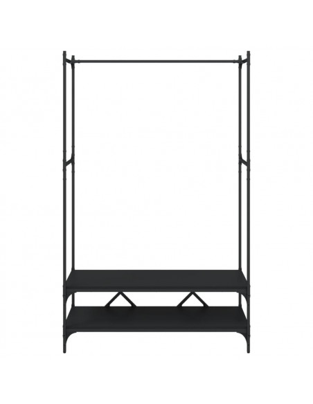 Appendiabiti con Scaffali Nero in Legno Multistrato