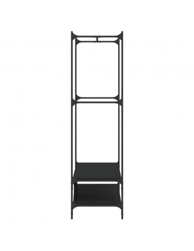 Appendiabiti con Scaffali Nero in Legno Multistrato