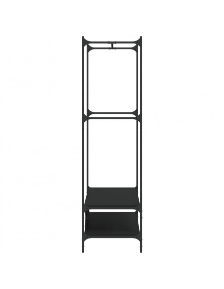Appendiabiti con Scaffali Nero in Legno Multistrato