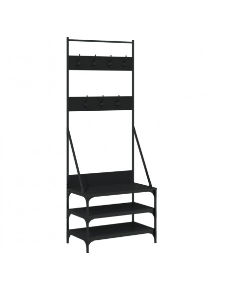 Appendiabiti con Porta Scarpe Nero 70x40x184 cm