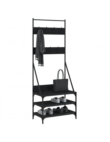 Appendiabiti con Porta Scarpe Nero 70x40x184 cm