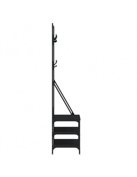 Appendiabiti con Porta Scarpe Nero 70x40x184 cm