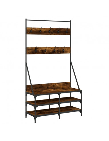 Appendiabiti con Porta Scarpe Rovere Fumo 100x40x184 cm