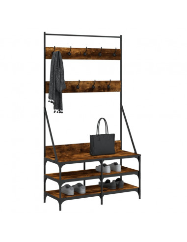 Appendiabiti con Porta Scarpe Rovere Fumo 100x40x184 cm