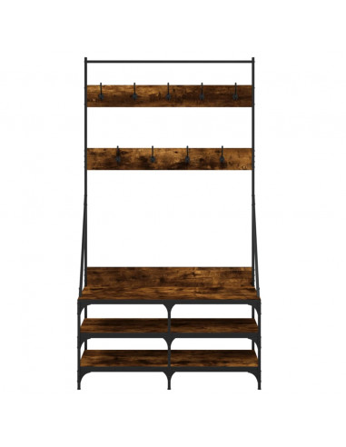 Appendiabiti con Porta Scarpe Rovere Fumo 100x40x184 cm
